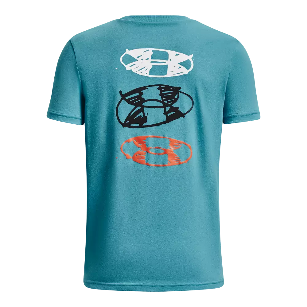 Under Armour Big Boys' Doodle Logo Stack Tee-Blue - BLUE