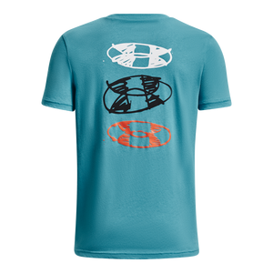 Under Armour Big Boys' Doodle Logo Stack Tee-Blue