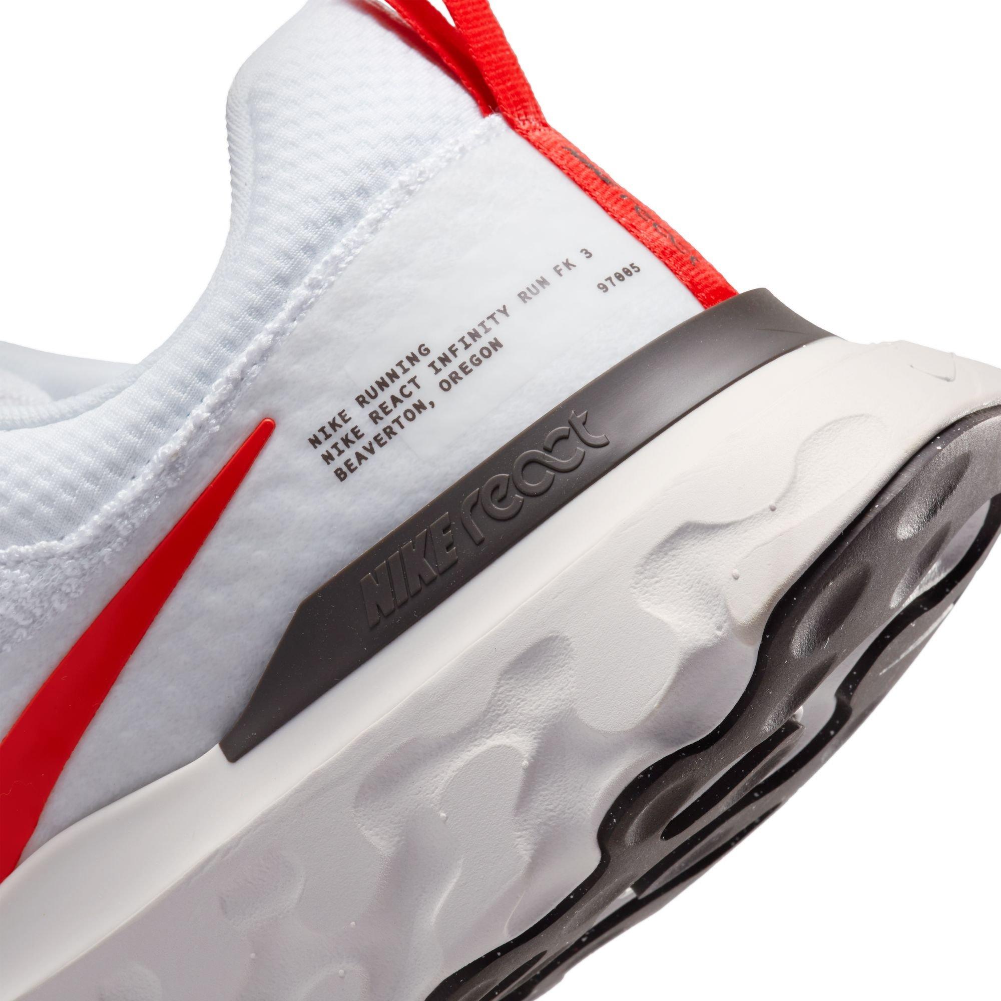 Nike React Infinity 3 "White/Lt Crimson/Platinum Tint" Men's Running Shoe - WHITE/CRIMSON Thumbnail View 8
