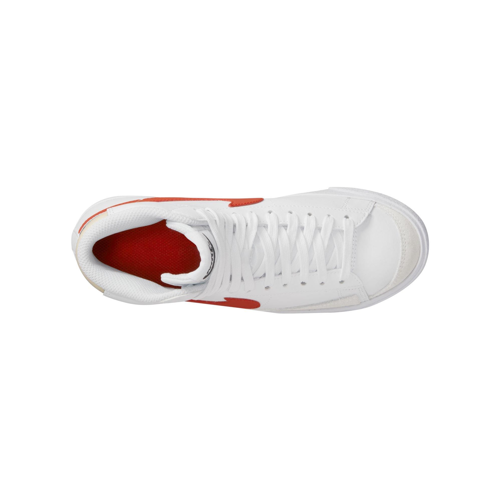 Nike Blazer Mid '77 "White/Picante Red/Coconut Milk" Grade School Boys' Shoe - WHITE/RED Thumbnail View 3
