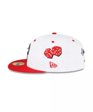 New Era Chicago Bulls Casino Cherry AJ11 59FIFTY Fitted Hat, White/Red, Size: 7 1/2 1750, Polyester