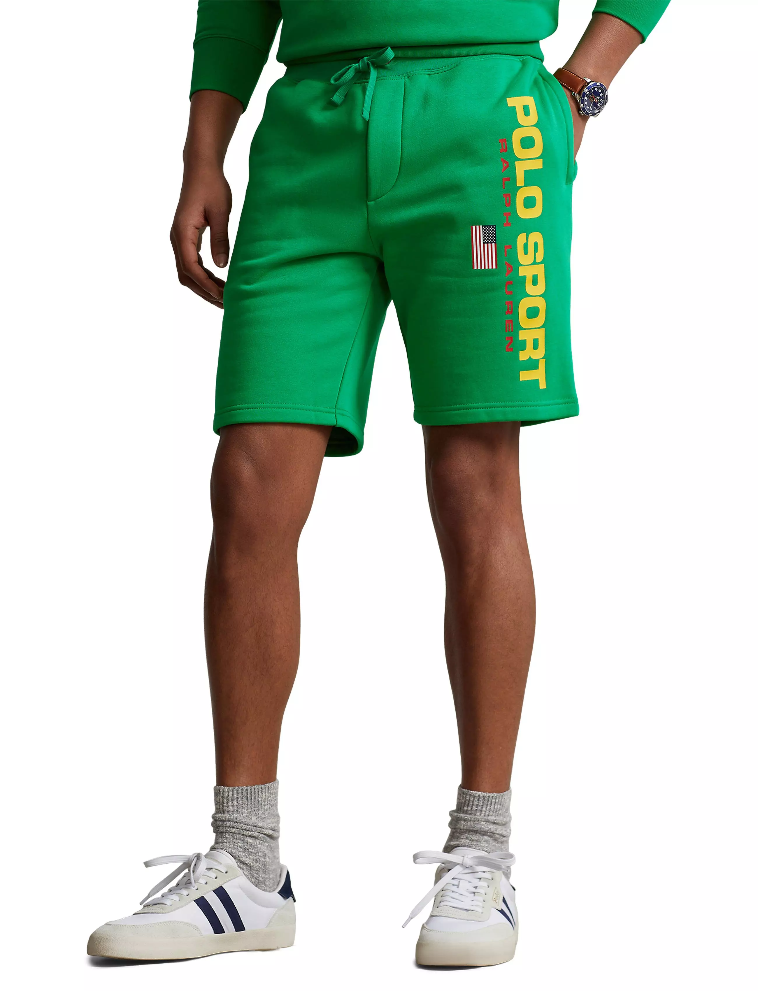 Polo Men's Sport Logo Fleece Shorts-Green - Hibbett