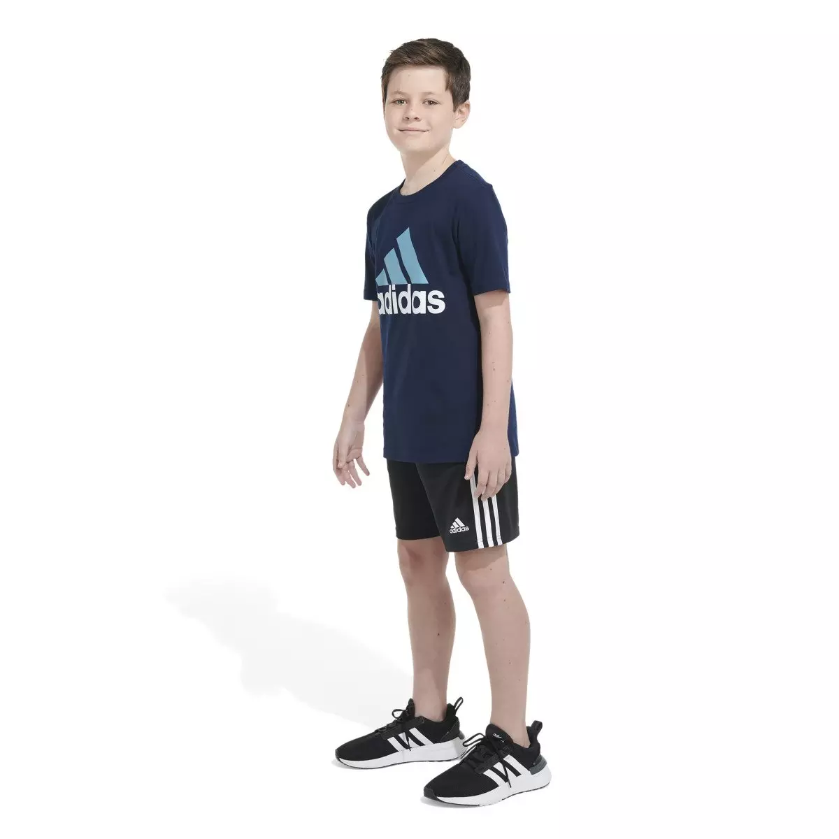 adidas Big Boys' 2-Tone Sportswear Logo Tee - NAVY