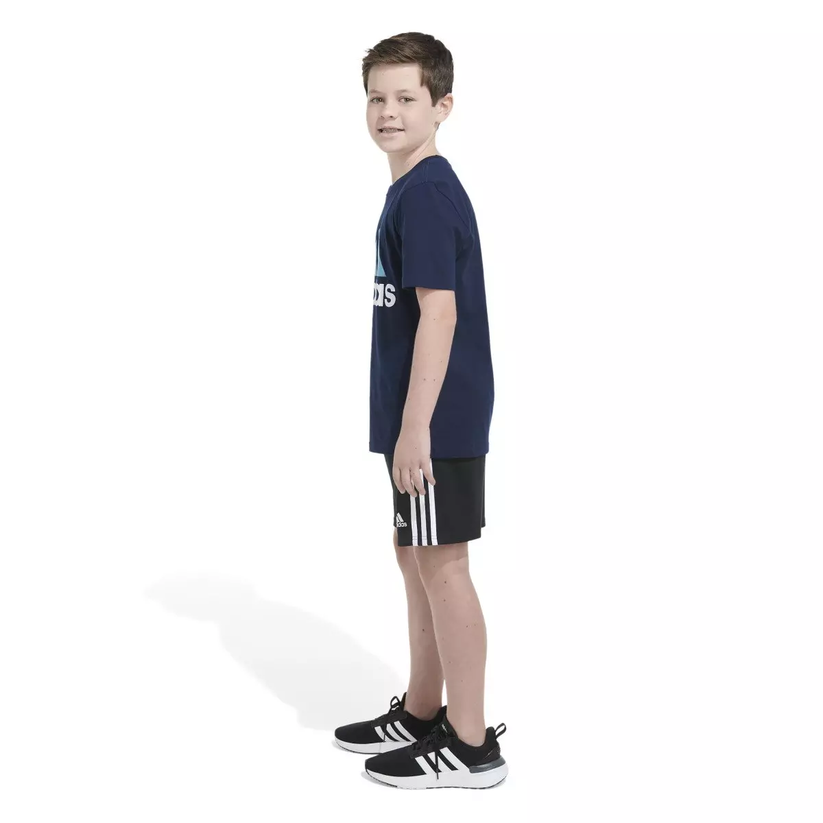 adidas Big Boys' 2-Tone Sportswear Logo Tee - NAVY