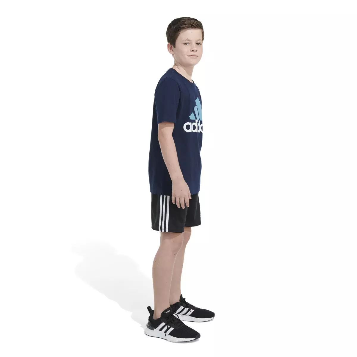 adidas Big Boys' 2-Tone Sportswear Logo Tee - NAVY