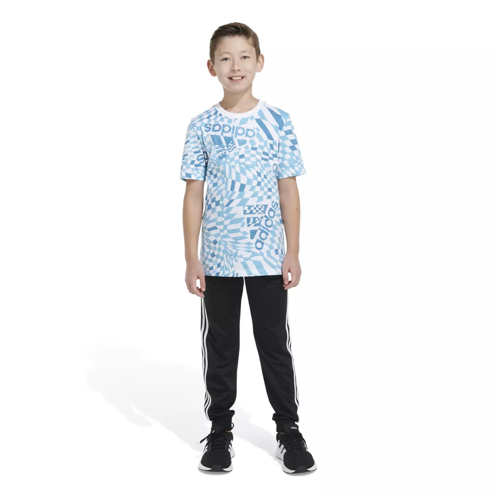 adidas Big Boys' Love Checker Tee - BLUE
