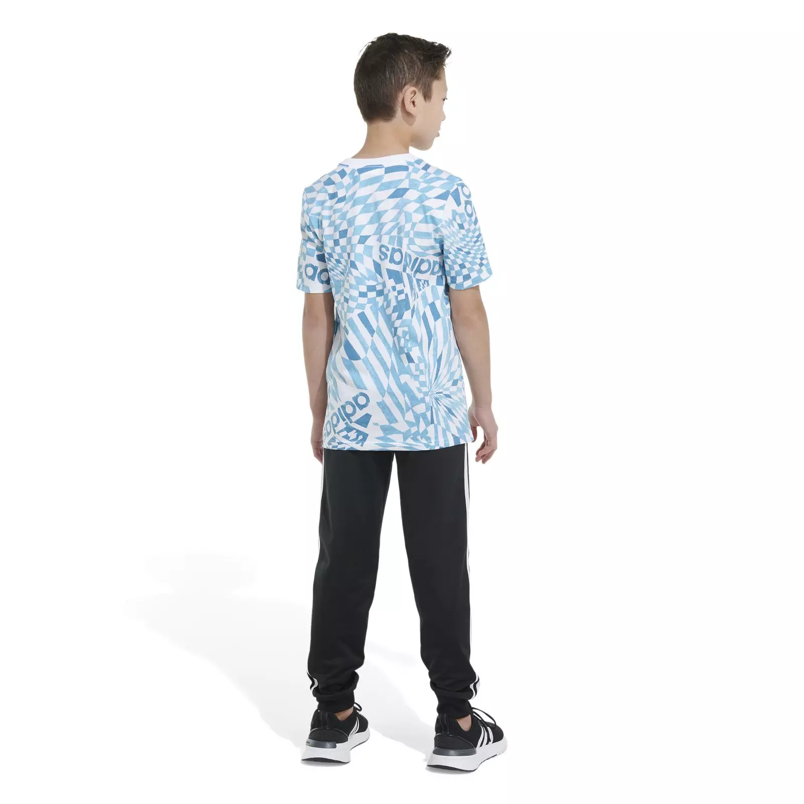 adidas Big Boys' Love Checker Tee - BLUE