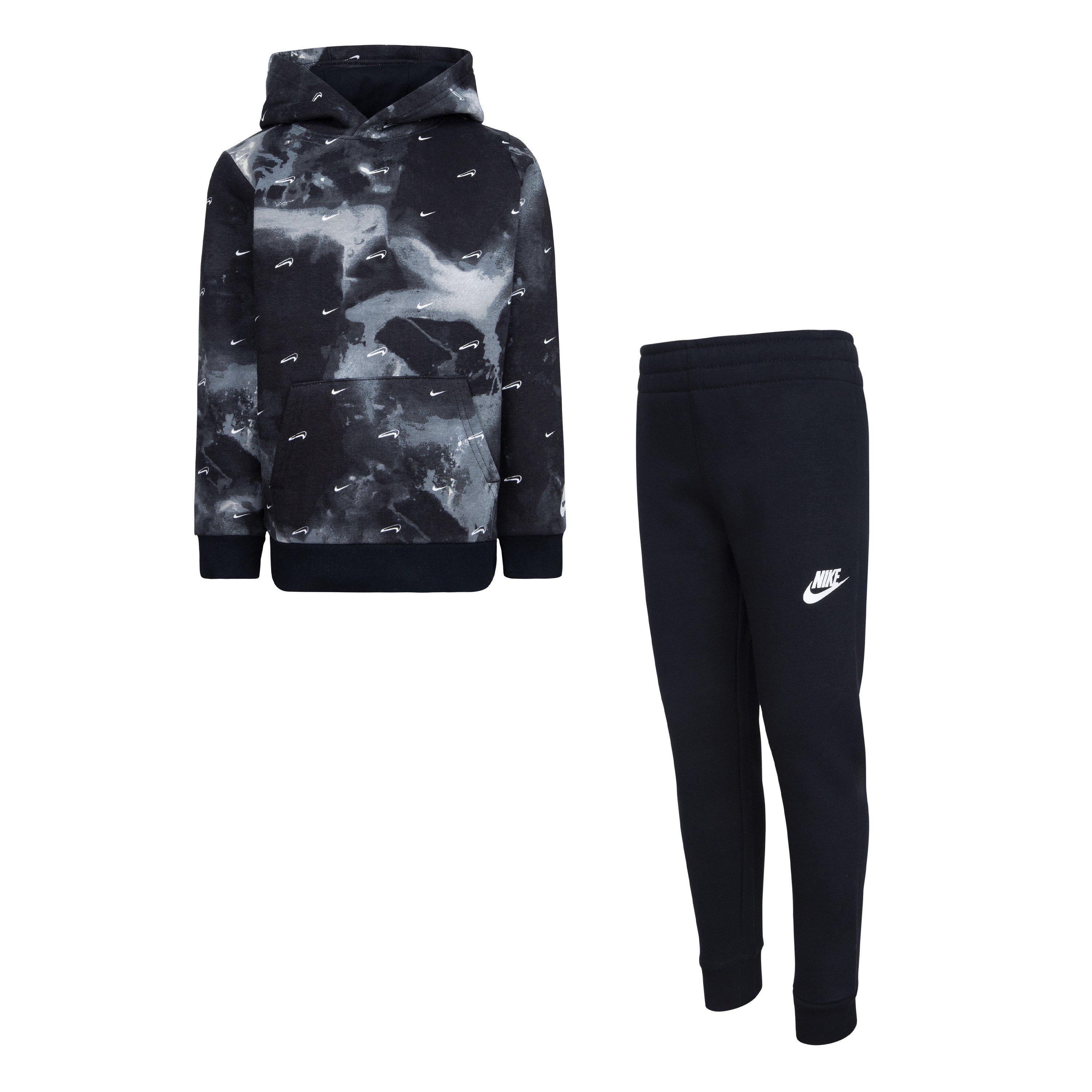 Nike Little Boys' Sportswear Club Seasonal Fleece Hoodie Set - BLACK/WHITE Thumbnail View 1