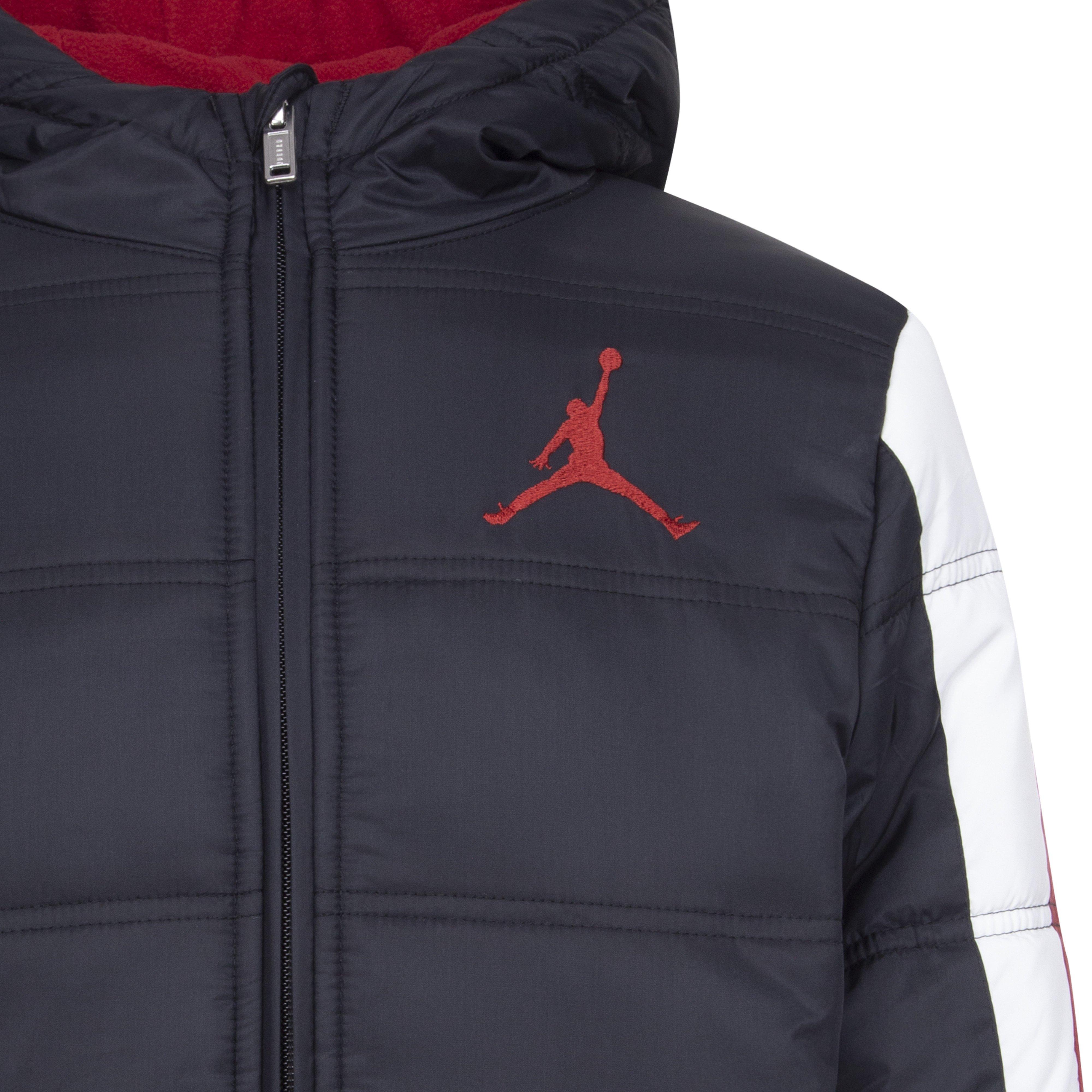 Jordan Big Boys' Nylon Puffer Jacket-Black/Red - BLACK/RED Thumbnail View 3