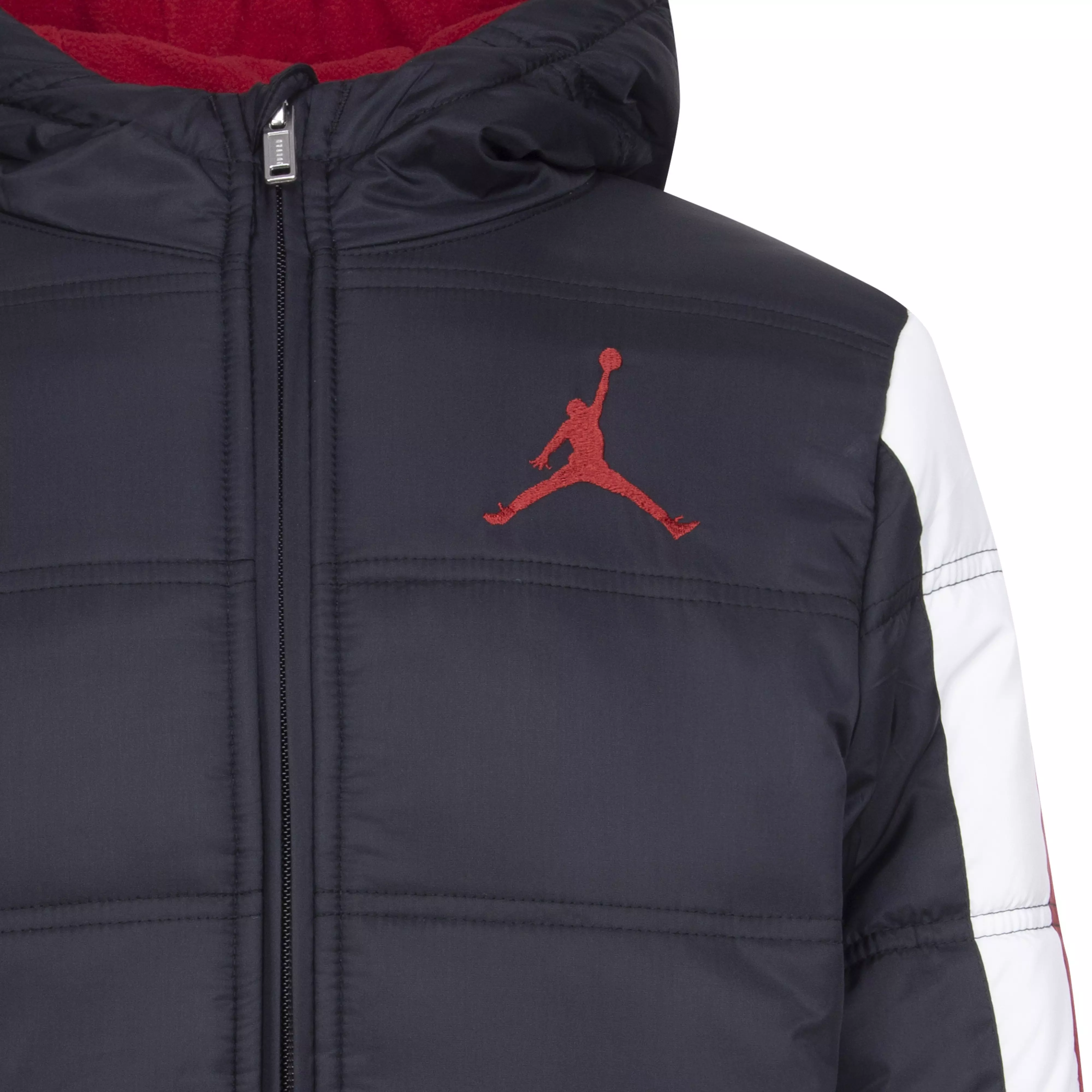 Jordan Big Boys' Nylon Puffer Jacket-Black/Red - BLACK/RED