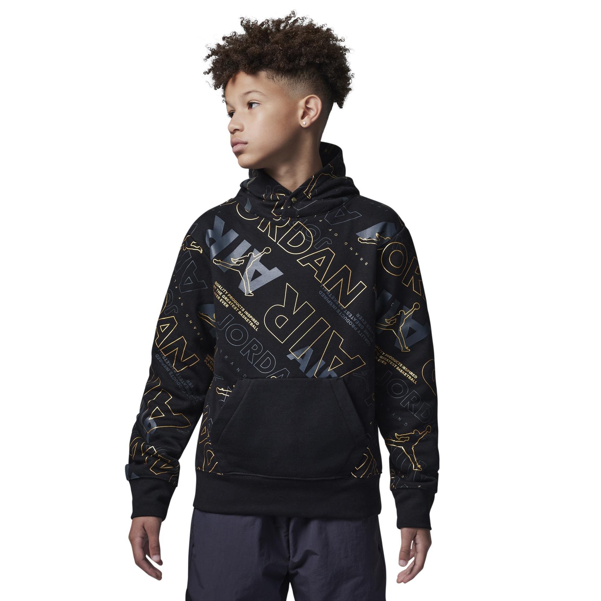 Jordan Big Boys' Holiday ​Air Shine All Over Print Hoodie​-Black