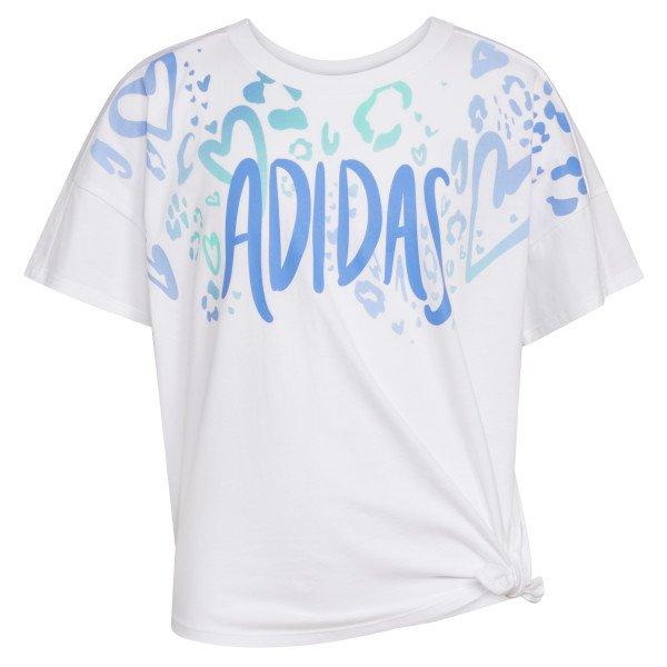 adidas Big Girls' Loose Fit Front Tie Tee - WHITE Thumbnail View 1