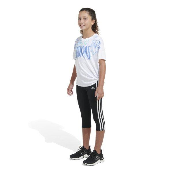 adidas Big Girls' Loose Fit Front Tie Tee - WHITE Thumbnail View 5