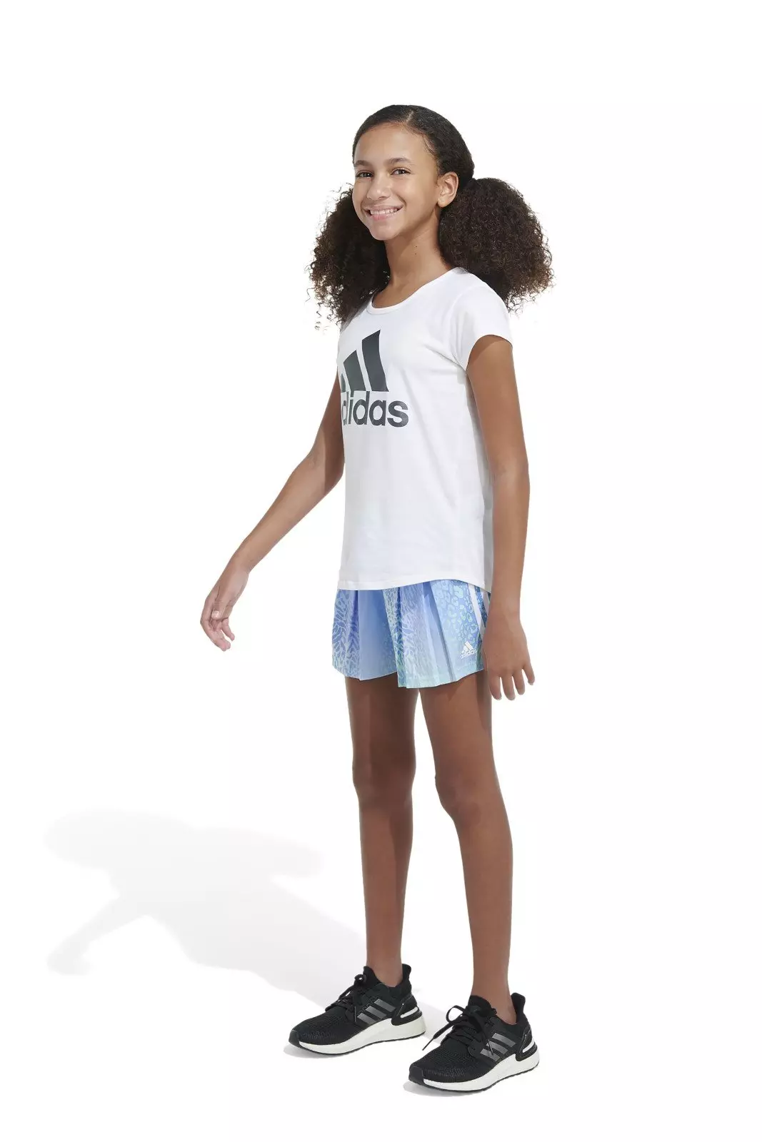 adidas Big Girls' Printed Pleat Dance Shorts - BLUE/GREEN