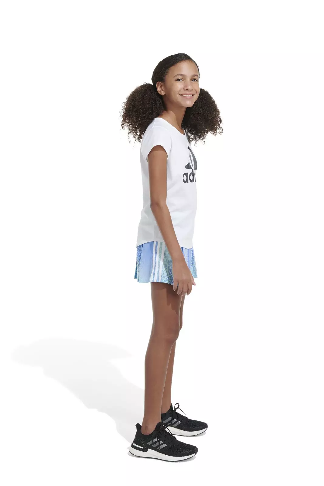 adidas Big Girls' Printed Pleat Dance Shorts - BLUE/GREEN