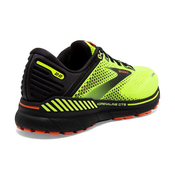 Brooks Adrenaline GTS 22 "Nightlife/Black/Flame" Men's Running Shoe - YELLOW/BLACK Thumbnail View 4