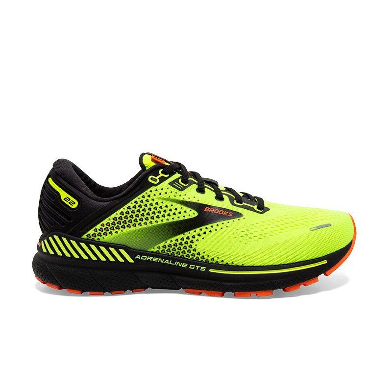 Brooks Adrenaline GTS 22 "Nightlife/Black/Flame" Men's Running Shoe - YELLOW/BLACK Thumbnail View 1