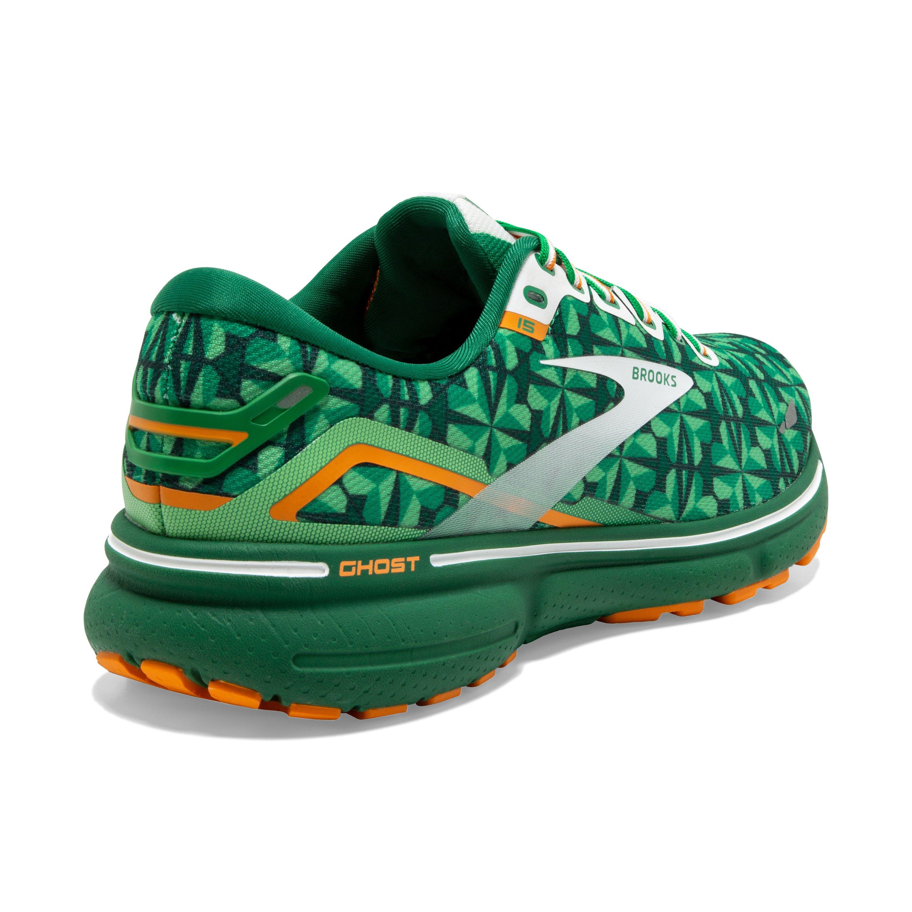 Womens Brooks Running Ghost 15 Run Lucky in Green/White/Orange