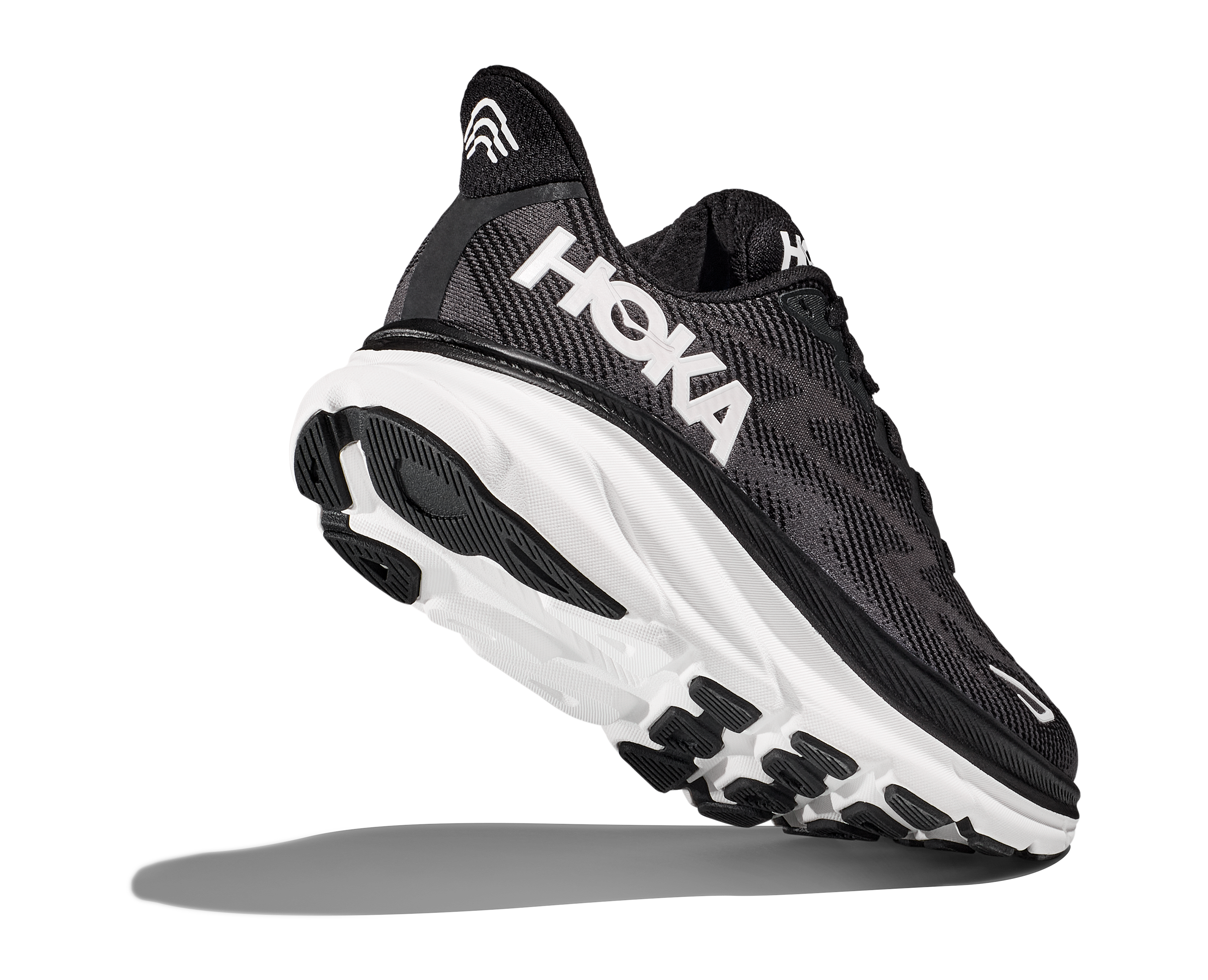 Hoka Clifton 9 "Black/White" Women's Running Shoe - BLACK/WHITE Thumbnail View 5