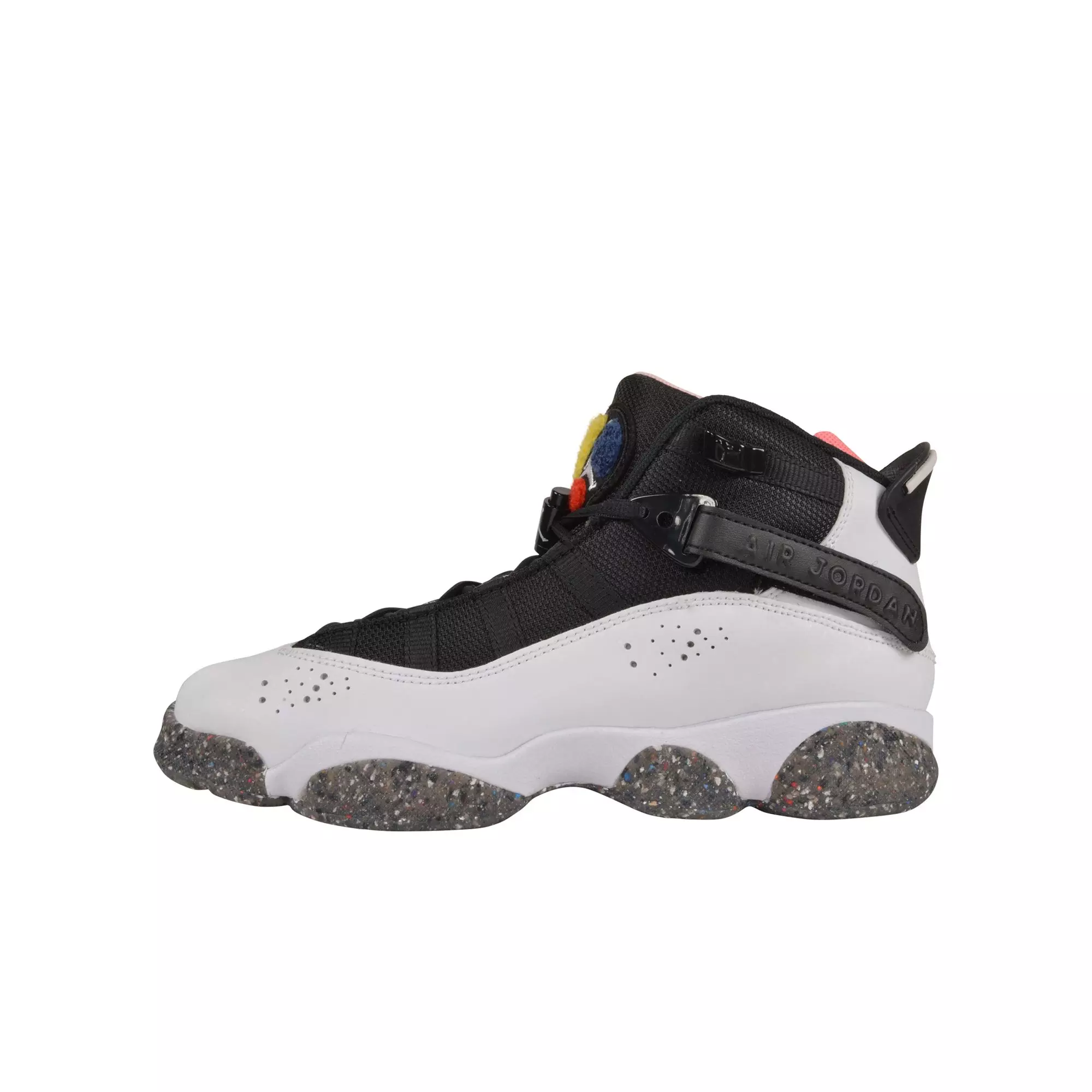 Jordan 6 Rings "White/Black/Coral/Picante Red" Grade School Girls' Shoe - WHITE/BLACK