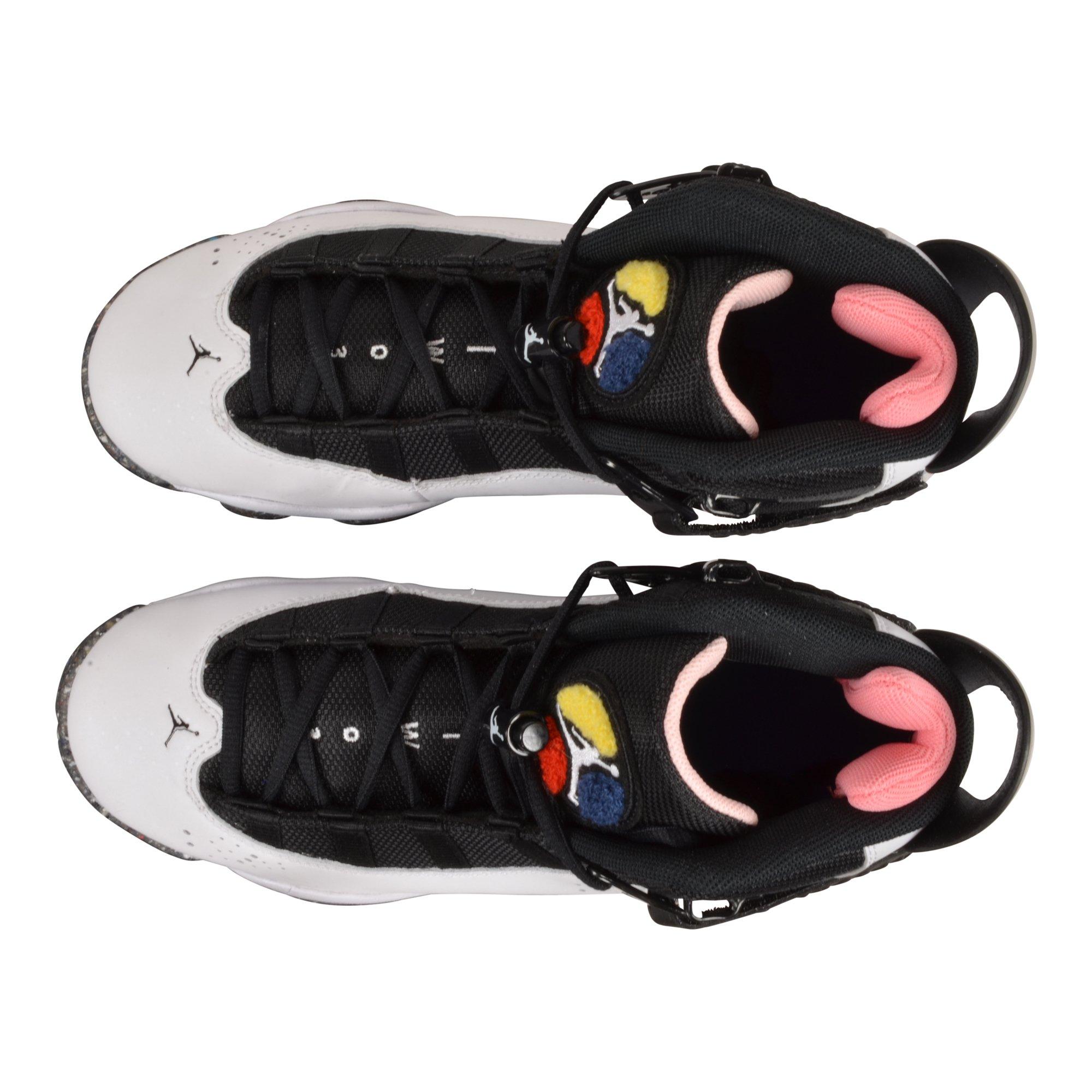 Jordan 6 Rings "White/Black/Coral/Picante Red" Grade School Girls' Shoe - WHITE/BLACK Thumbnail View 5