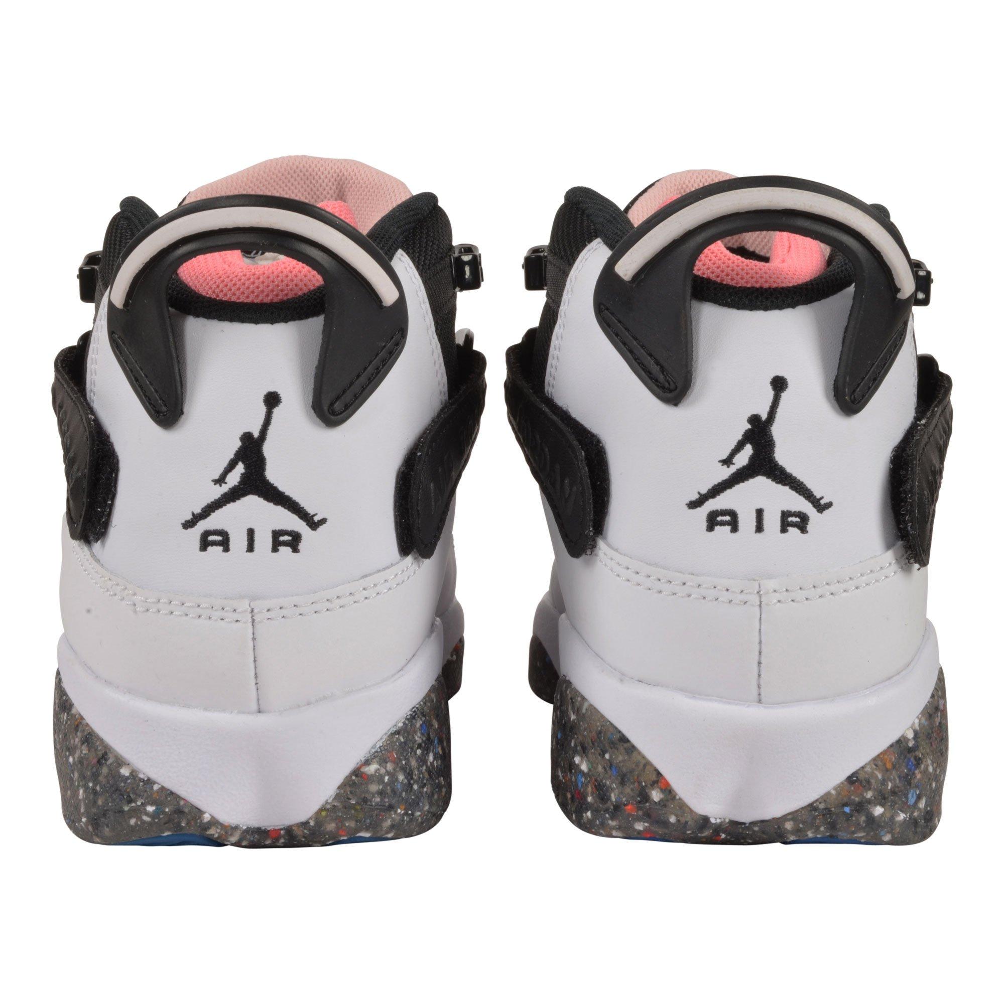 Jordan 6 Rings "White/Black/Coral/Picante Red" Grade School Girls' Shoe - WHITE/BLACK Thumbnail View 6