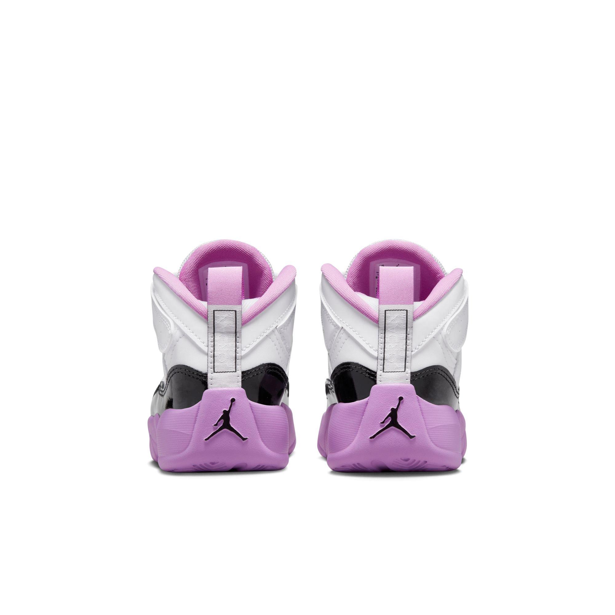 Jordan Jumpman Trey Two "White/Black/Barely Grape/Rush Fuchsia" Preschool Girls' Shoe - WHITE/PURPLE/BLACK Thumbnail View 5