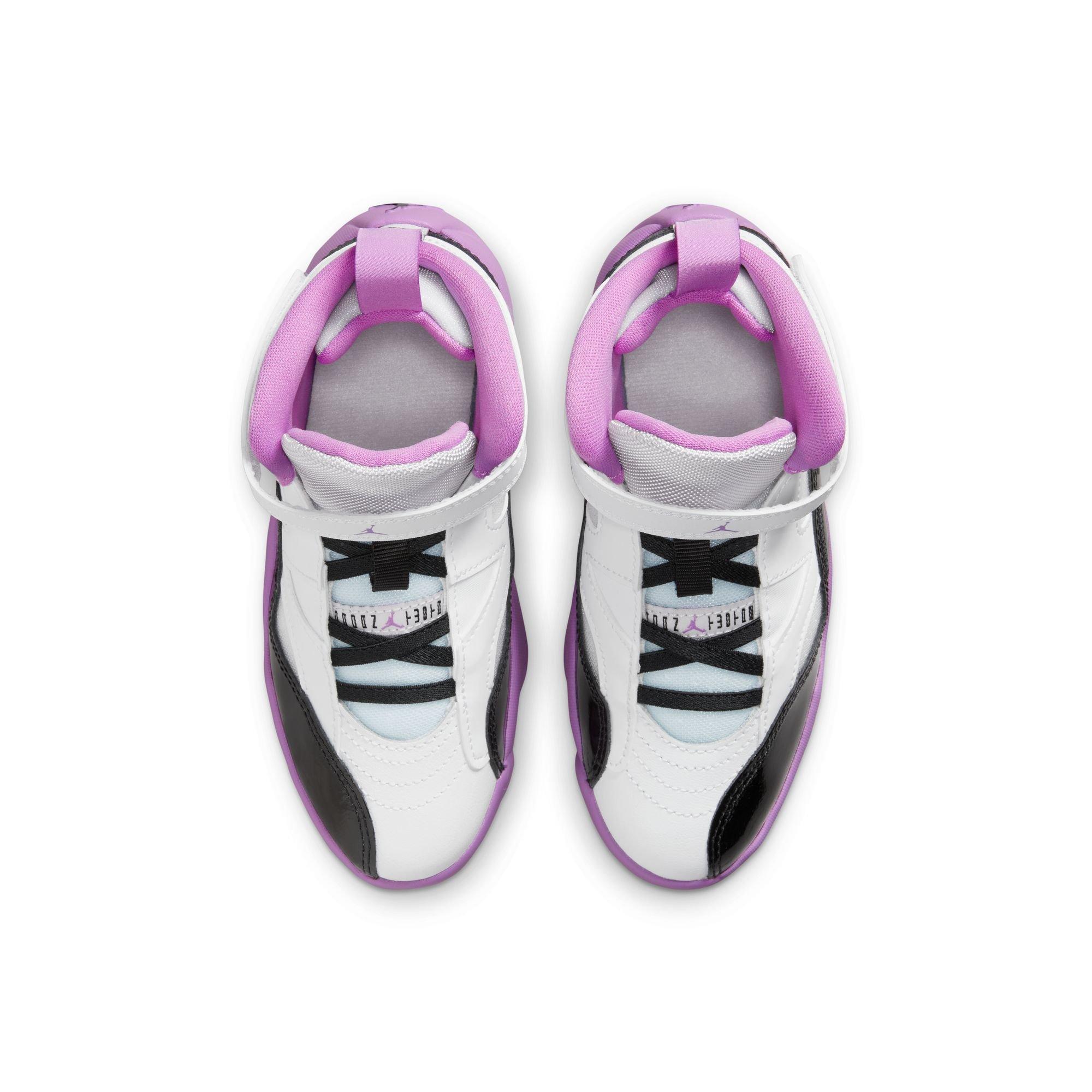 Jordan Jumpman Trey Two "White/Black/Barely Grape/Rush Fuchsia" Preschool Girls' Shoe - WHITE/PURPLE/BLACK Thumbnail View 7
