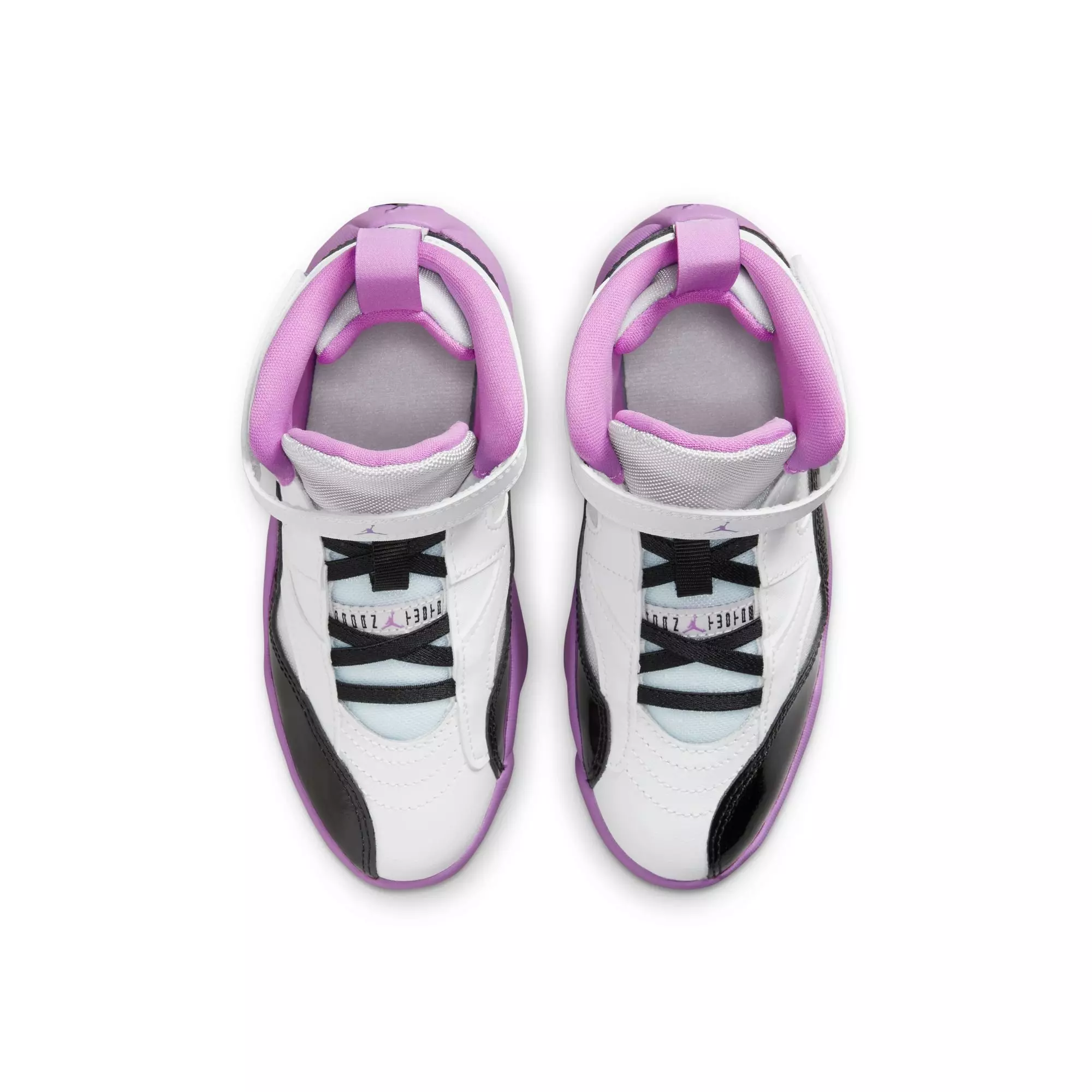 Jordan Jumpman Trey Two "White/Black/Barely Grape/Rush Fuchsia" Preschool Girls' Shoe - WHITE/PURPLE/BLACK