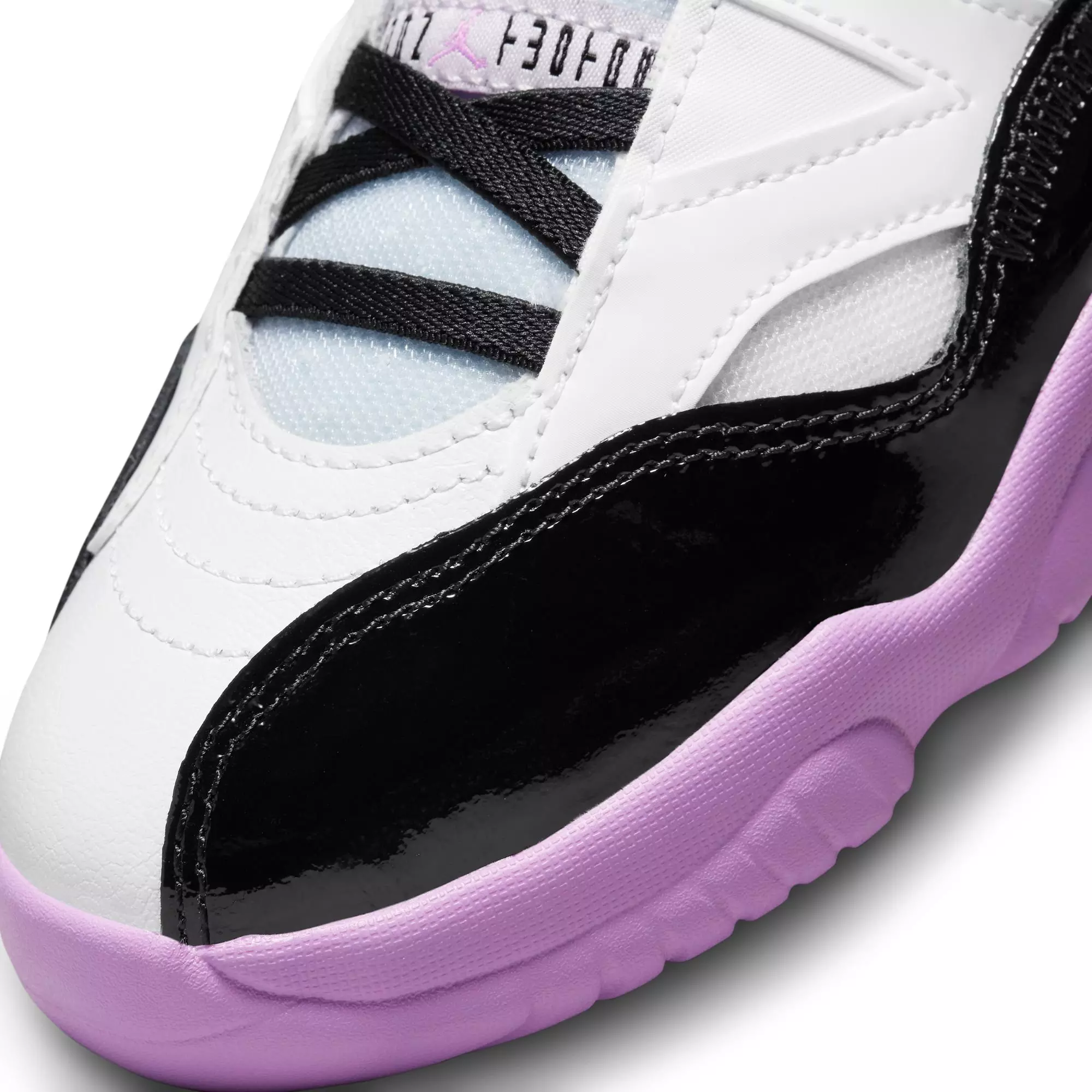 Jordan Jumpman Trey Two "White/Black/Barely Grape/Rush Fuchsia" Preschool Girls' Shoe - WHITE/PURPLE/BLACK