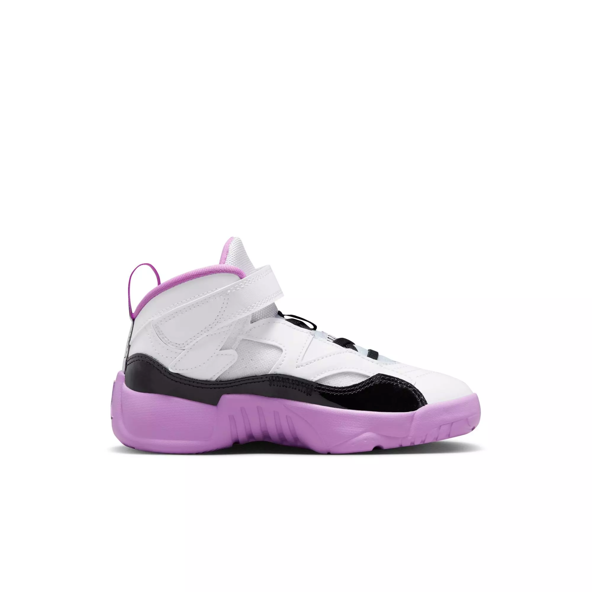 Jordan Jumpman Trey Two "White/Black/Barely Grape/Rush Fuchsia" Preschool Girls' Shoe - WHITE/PURPLE/BLACK