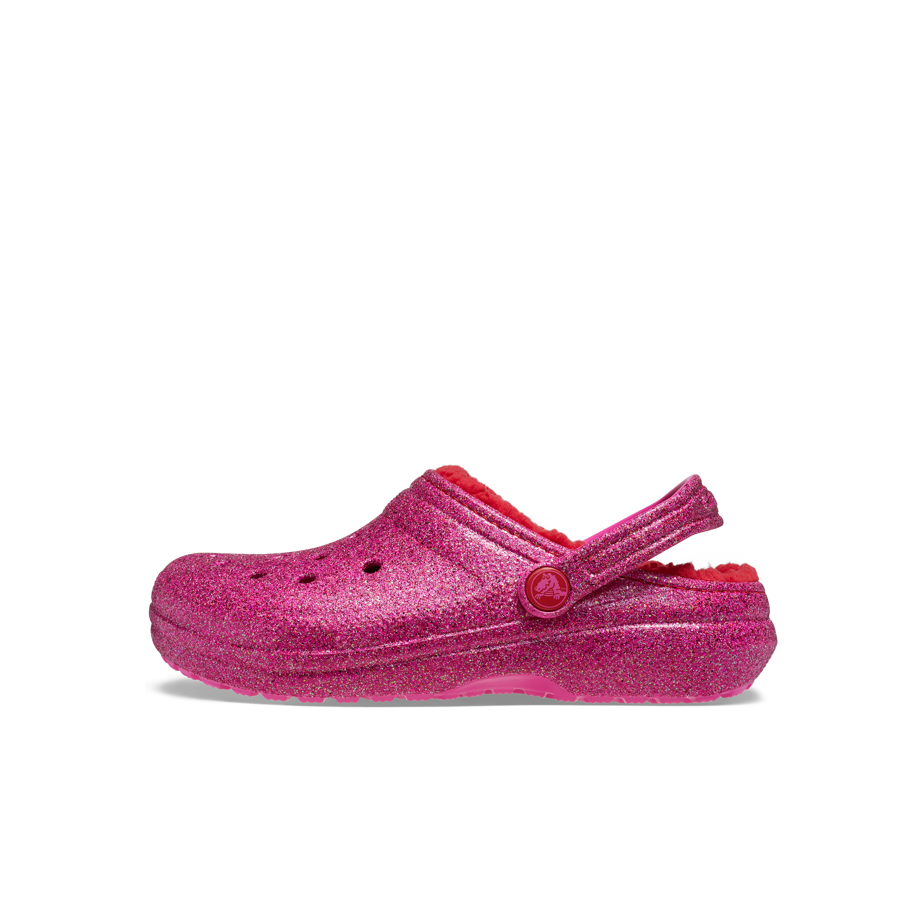 Crocs Classic Custom Hot Pink Lined Slip-On Clogs W/Spikes, Glitter Women’s  Sz 8