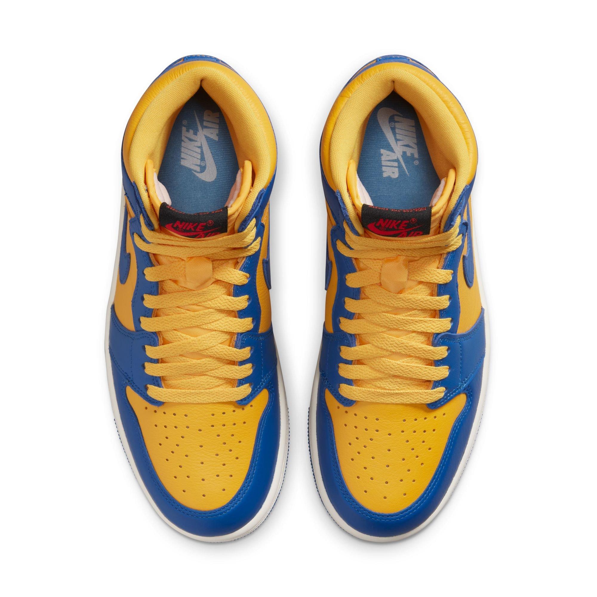 Jordan 1 Retro High OG "Game Royal & Victory Maze" Women's Shoe - Varsity Maize/Game Royal/Sail Thumbnail View 5
