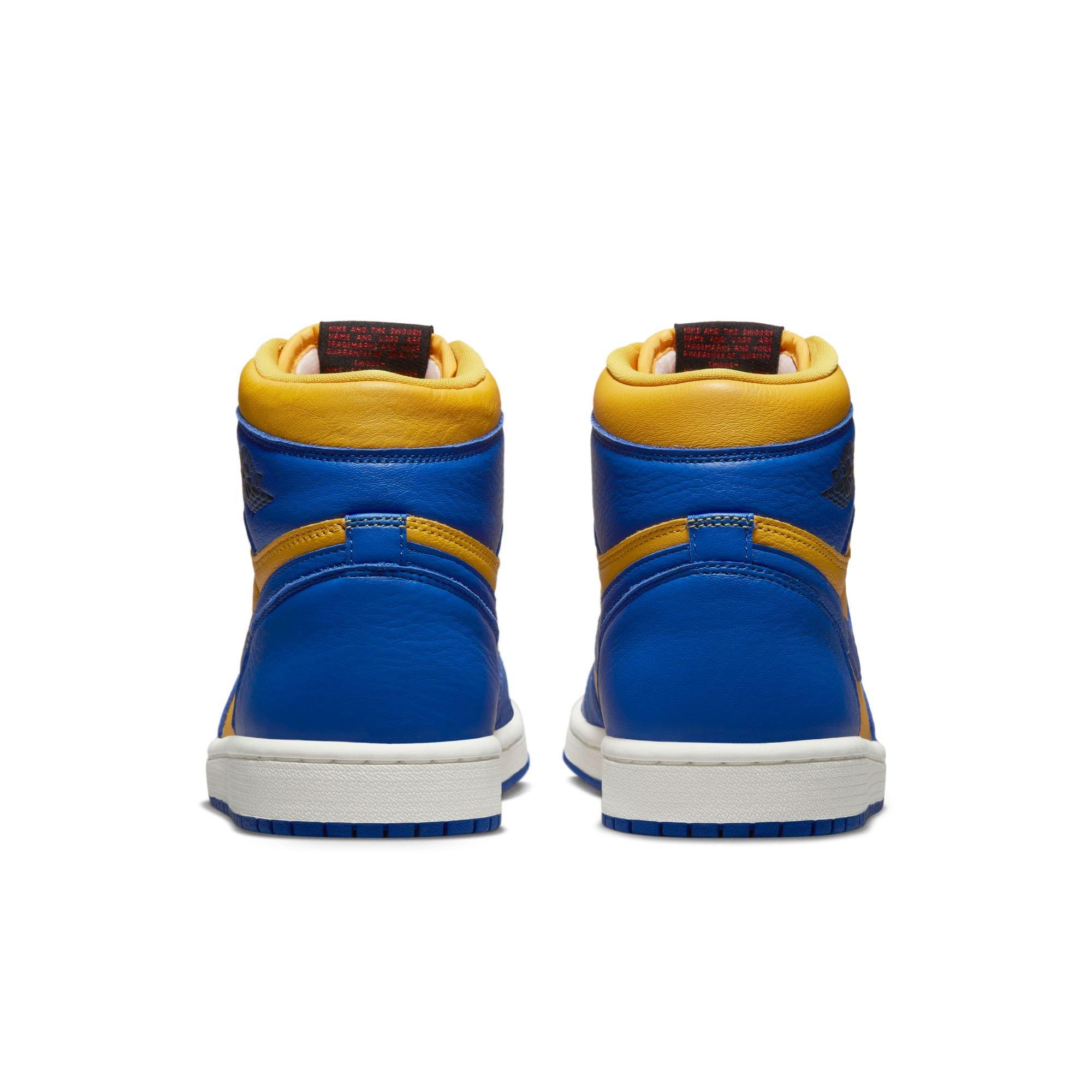 Jordan 1 Retro High OG "Game Royal & Victory Maze" Women's Shoe - Varsity Maize/Game Royal/Sail Thumbnail View 7