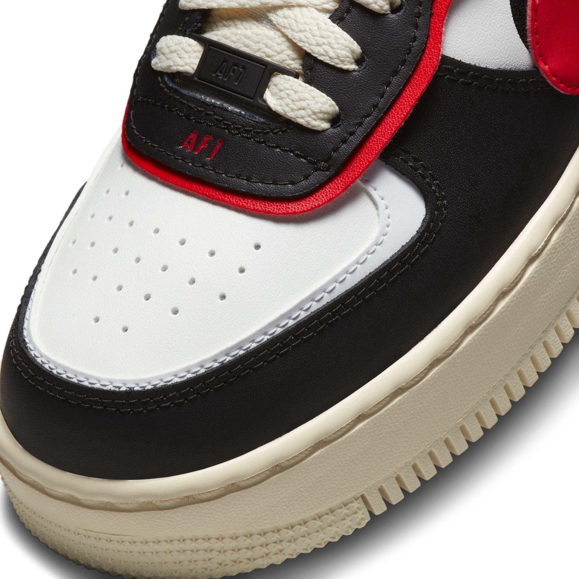 Nike Air Force 1 Black/University Red Grade School Boys' Shoe - Hibbett