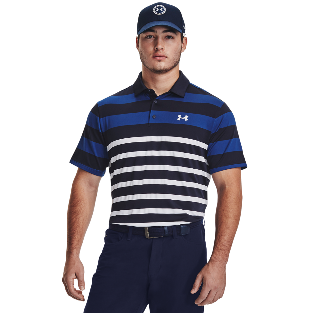Under Armour Men's Performance Striped Polo-Blue/Black - BLUE/BLACK Thumbnail View 1