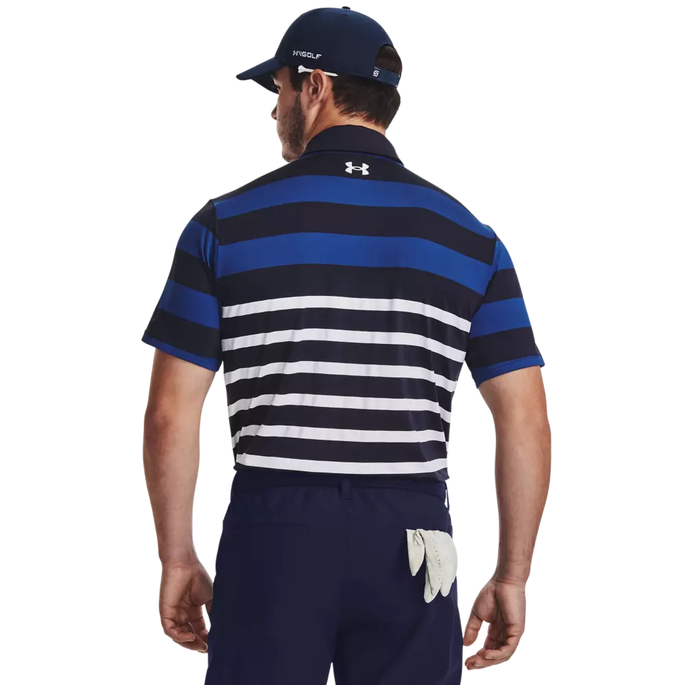 Under Armour Men's Performance Striped Polo-Blue/Black - BLUE/BLACK