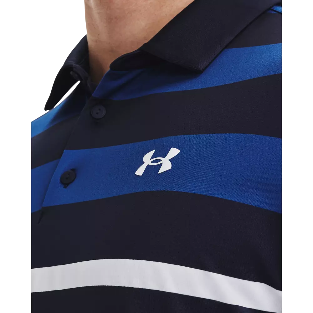 Under Armour Men's Performance Striped Polo-Blue/Black - BLUE/BLACK