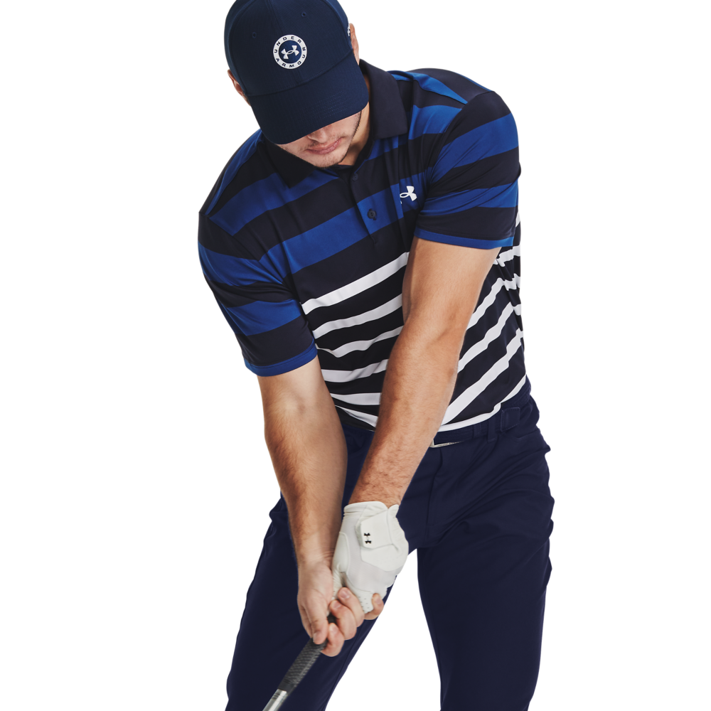 Under Armour Men's Performance Striped Polo-Blue/Black - BLUE/BLACK Thumbnail View 5