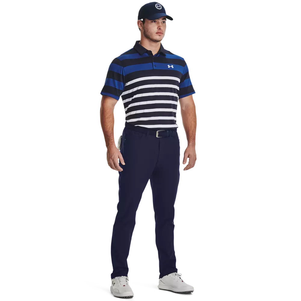 Under Armour Men's Performance Striped Polo-Blue/Black - BLUE/BLACK
