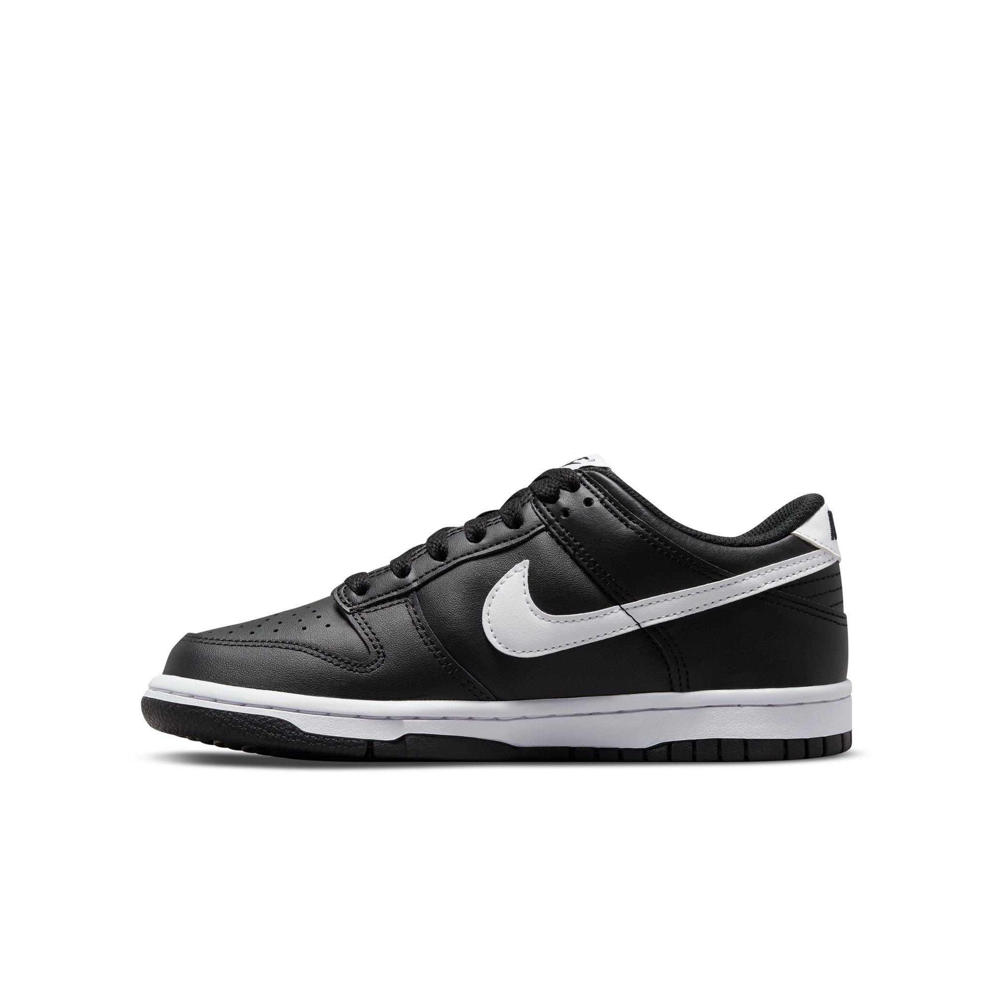 Nike Dunk Low "Black/White/Black" Grade School Boys' Shoe - BLACK/WHITE/BLACK Thumbnail View 4
