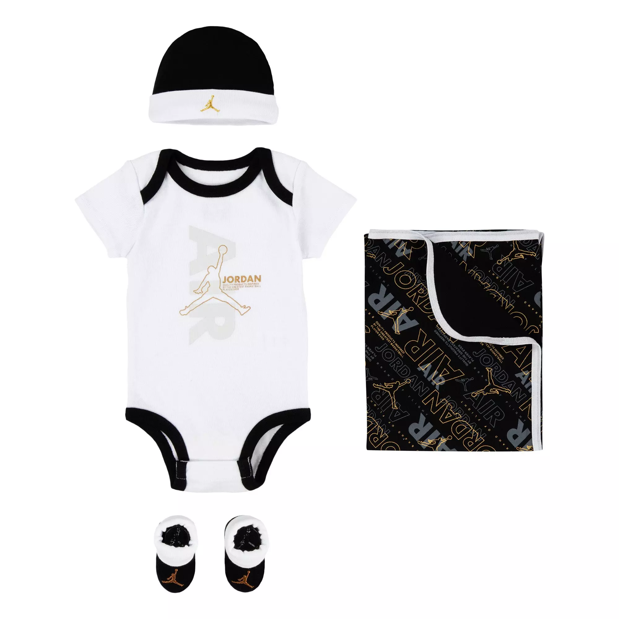 Jordan Newborn Black Gold Blanket Set - BLACK