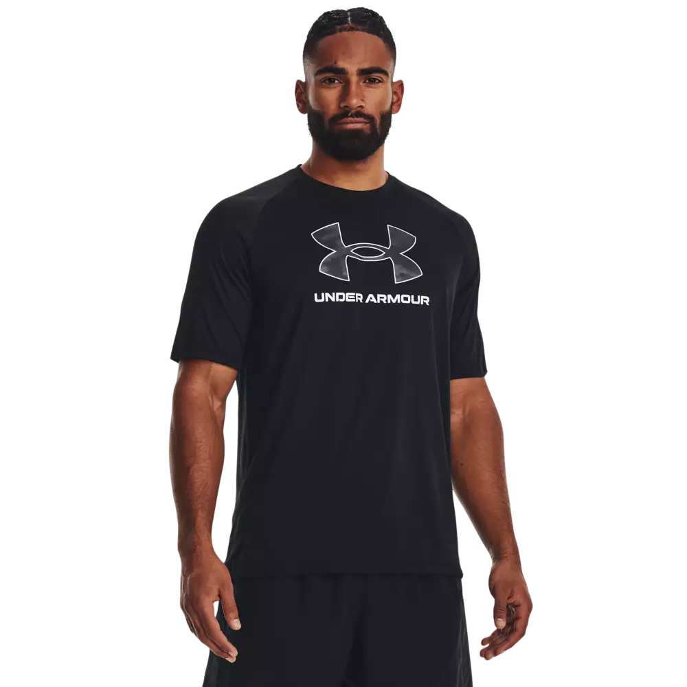 Under Armour Men's ABC Camo Fill Logo Tee-Black - BLACK