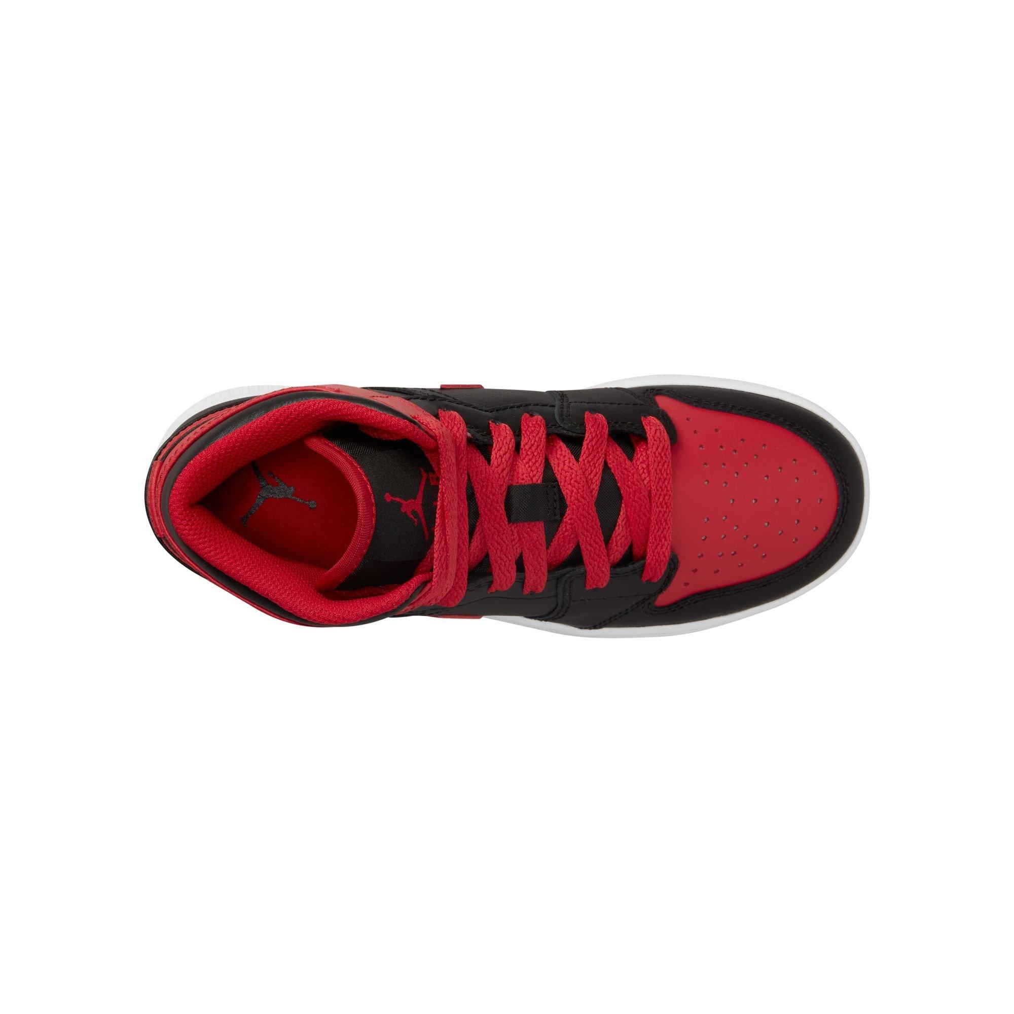 Nike Air Force 1 Black/University Red Grade School Boys' Shoe - Hibbett
