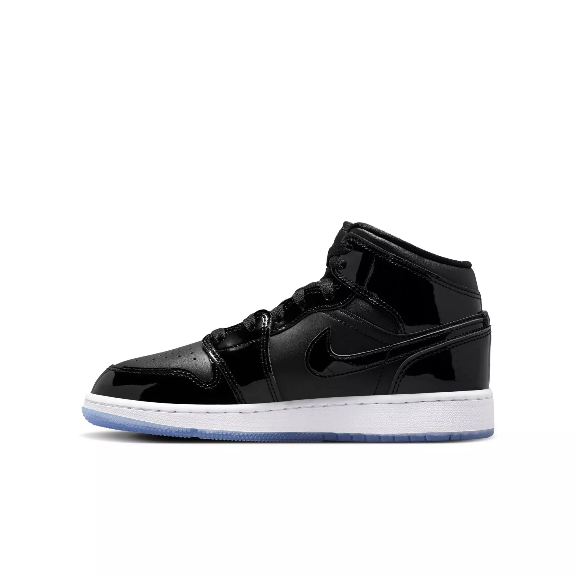 Jordan 1 Mid SE "Black/Dark Concord/White" Grade School Kids' Shoe - BLACK/DARK CONCORD/WHITE