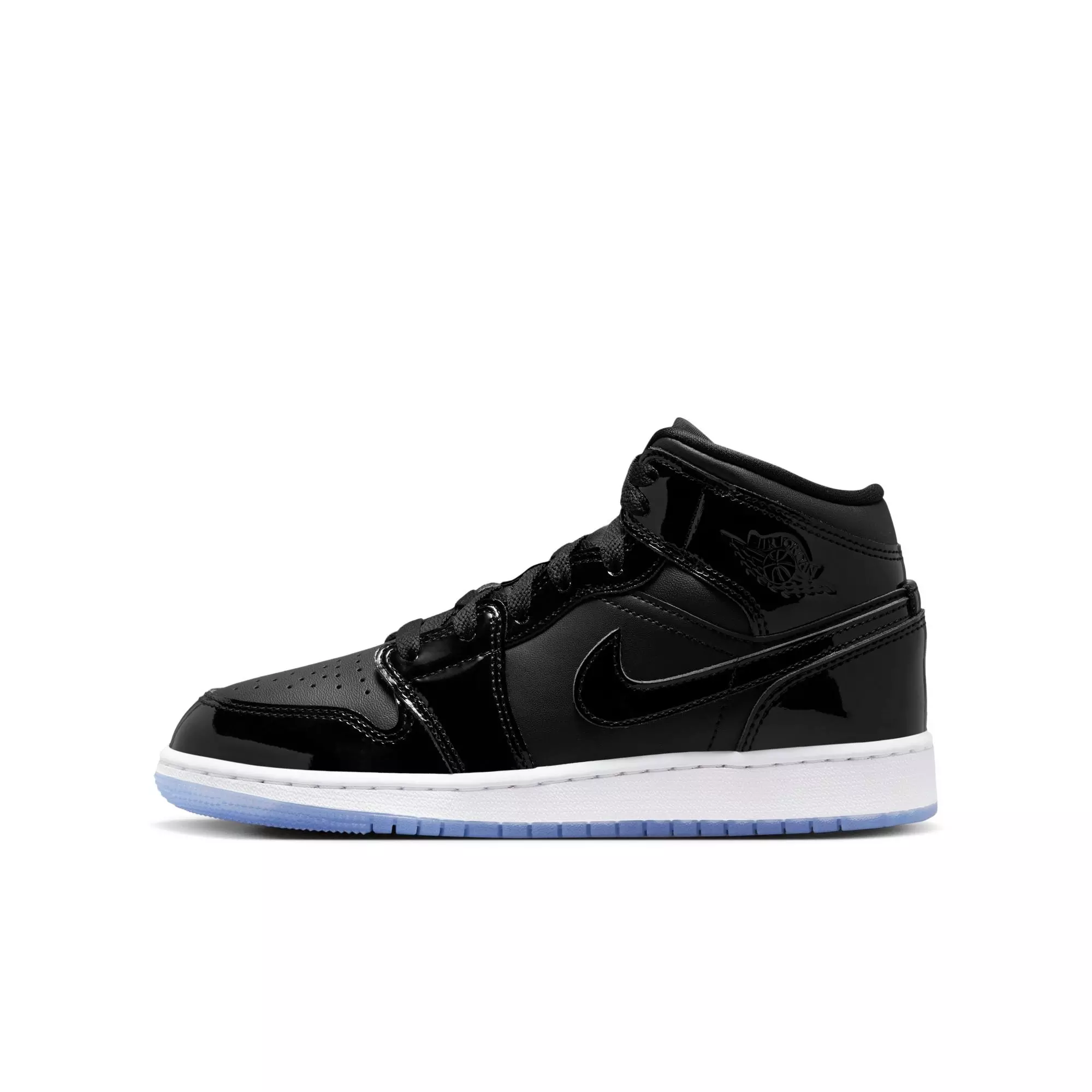 Jordan 1 Mid SE "Black/Dark Concord/White" Grade School Kids' Shoe - BLACK/DARK CONCORD/WHITE
