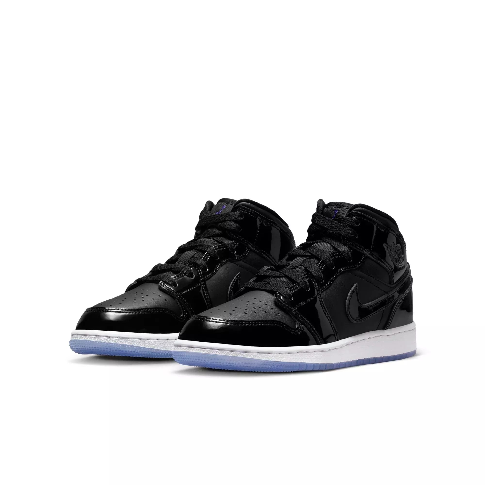 Jordan 1 Mid SE "Black/Dark Concord/White" Grade School Kids' Shoe - BLACK/DARK CONCORD/WHITE