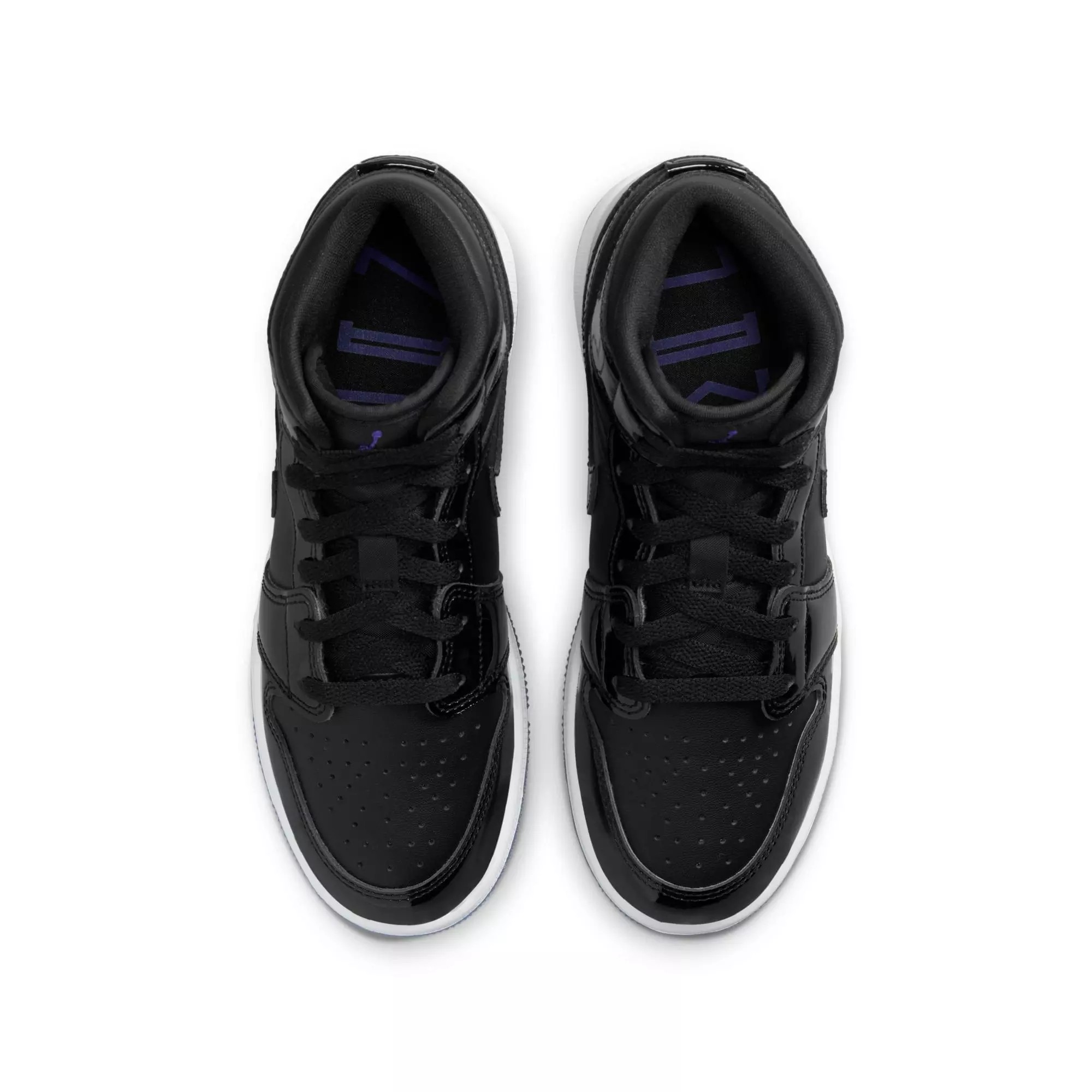 Jordan 1 Mid SE "Black/Dark Concord/White" Grade School Kids' Shoe - BLACK/DARK CONCORD/WHITE