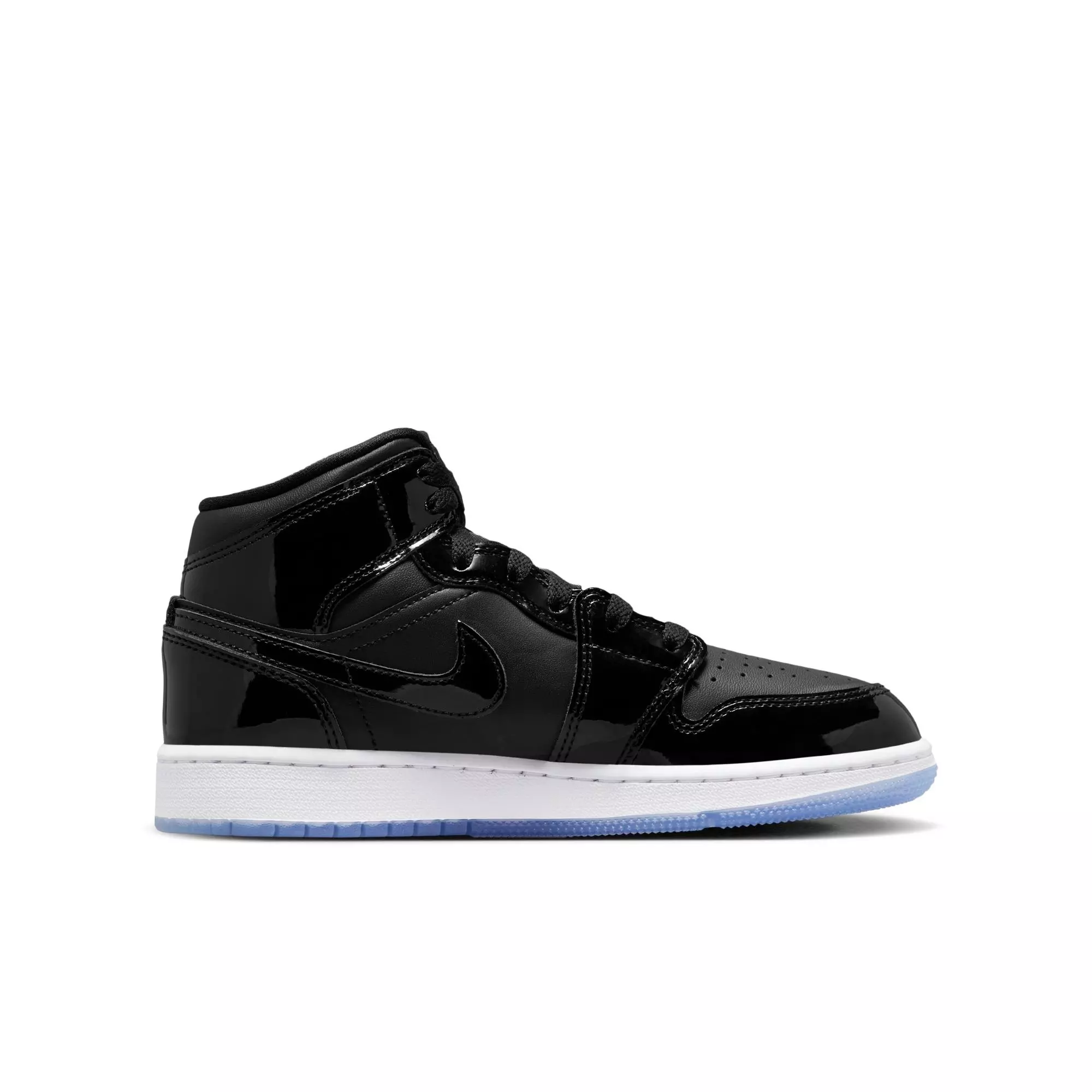 Jordan 1 Mid SE "Black/Dark Concord/White" Grade School Kids' Shoe - BLACK/DARK CONCORD/WHITE