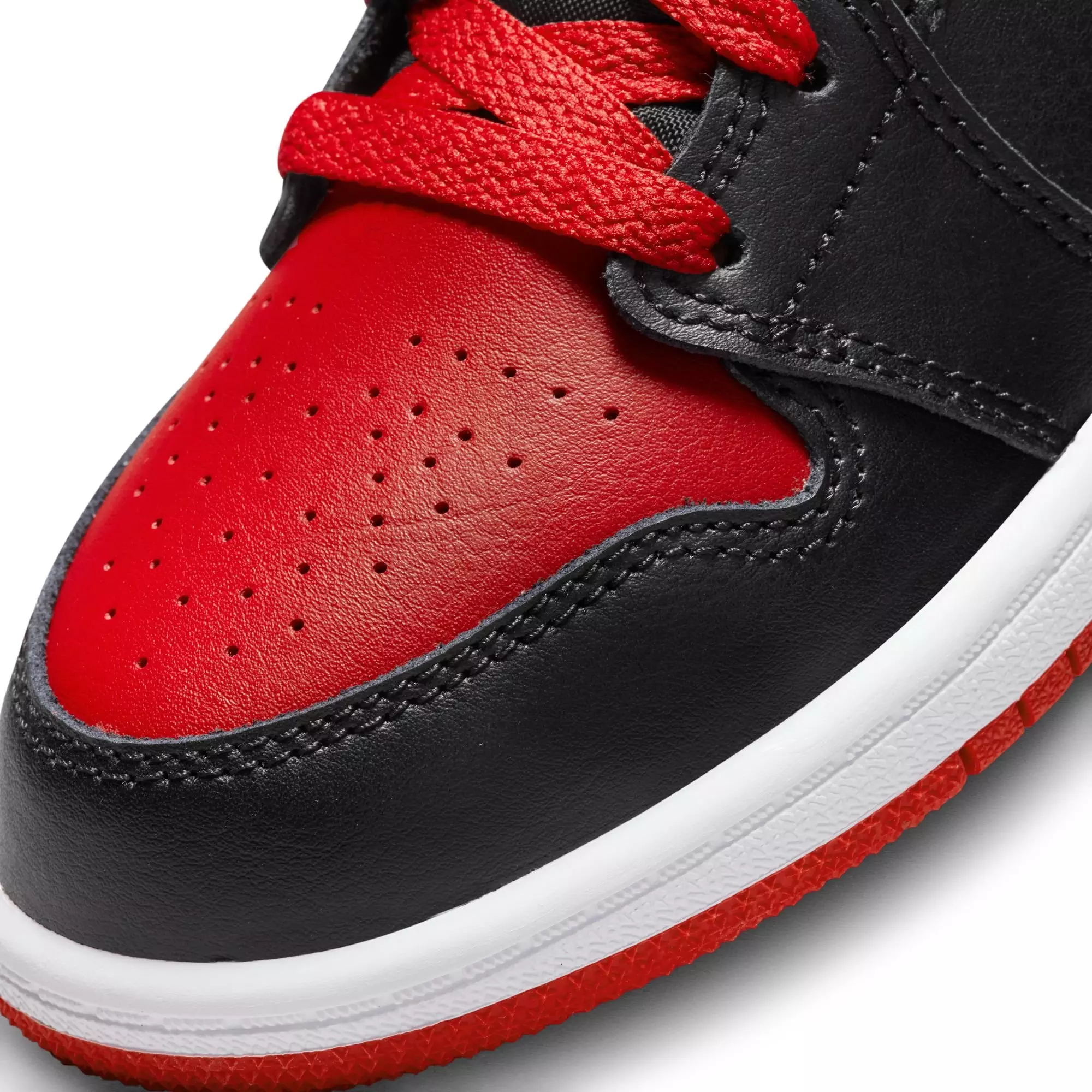 Jordan 1 Mid "Black/Fire Red/White" Preschool Boys' Shoe - RED/BLACK/WHITE